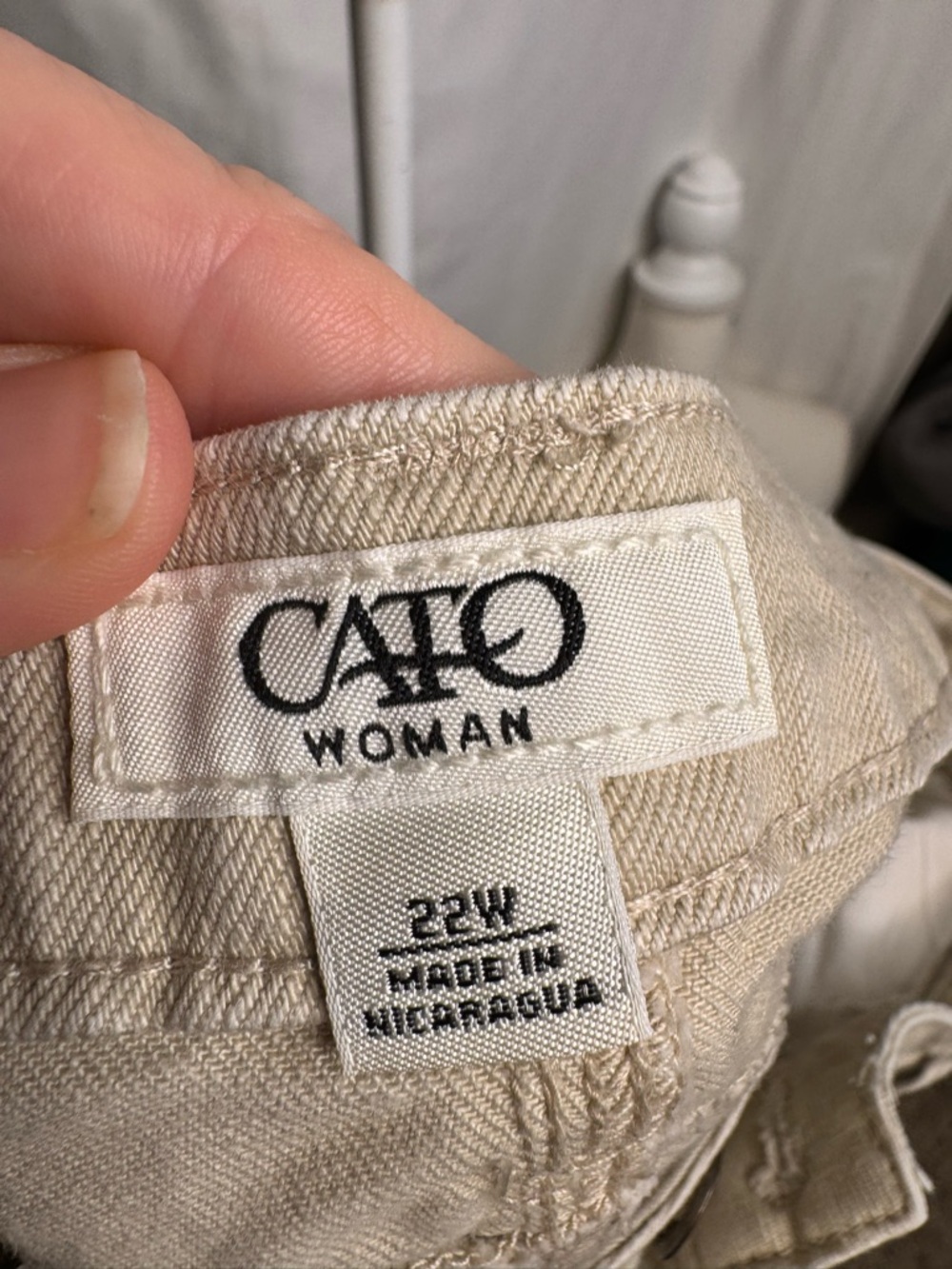 Cato Woman 22W Khaki Straight Leg Pants Stretch Denim Beige Casual Classic - Picture 10 of 16